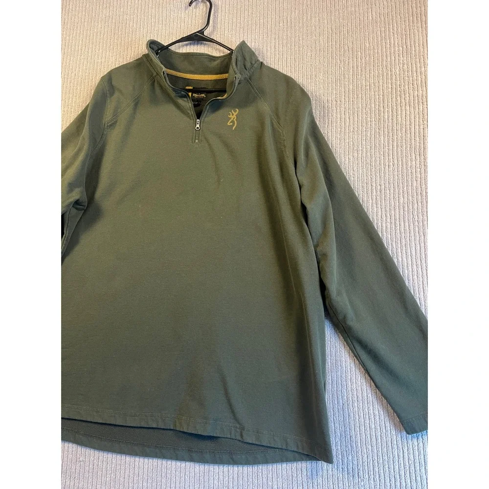 Browning Sweatshirt Fits Mens XXL 2XL Olive Green Quarter Zip Pullover XXXL 3TG